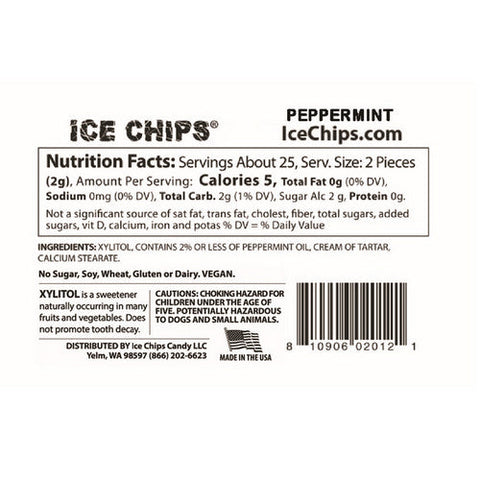 Ice Chips Candy, Ice Chips Candy Peppermint, Peppermint 1.76 oz Ice Chips Candy