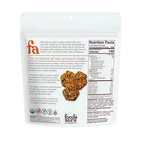 Foods Alive, Organic Sprouted Crisps Salsa Fresca, 4 Oz Foods Alive