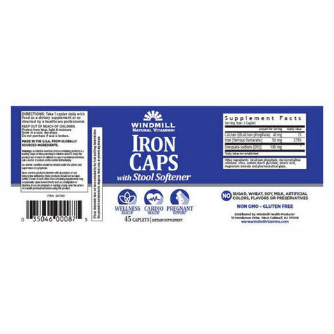 Windmill Health, Iron FE, 50 mg, 45 Caplets Windmill Health